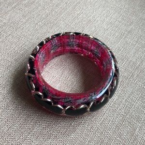 CHANEL Jewelry - Chanel tweed and chain bangle CHANEL Jewelry - Chanel tweed and chain bangle